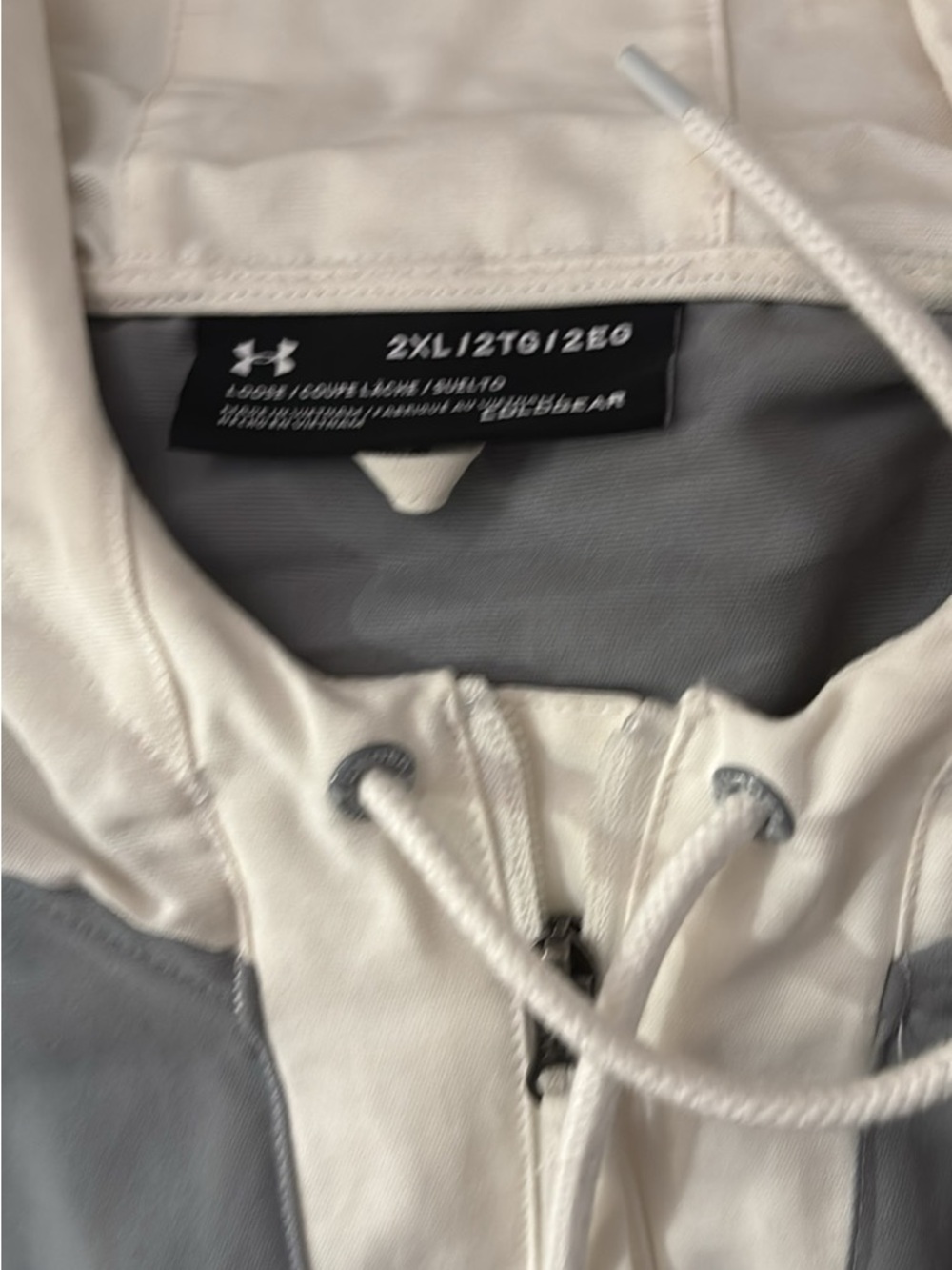 Under Armour Cream and Gray Hooded Drawstring Auburn Jacket